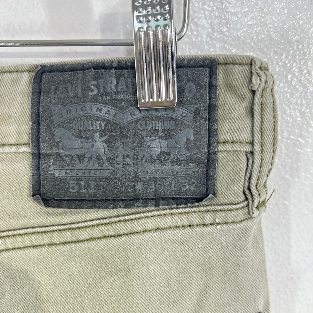 Levi's 511 Commuter Series Slim Fit Jeans Mens 30x32 Olive Green Khaki Stretch - Picture 7 of 12